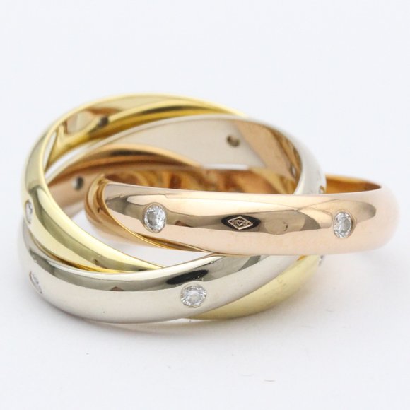 Polished CARTIER Trinity Ring 15PD Diamond TriColor 18K Gold BF558716 - Picture 5 of 9